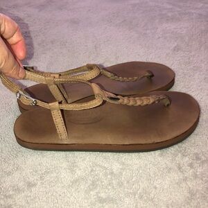 RAINBOW T-Street Brown Leather Braided Thong sandals Sz M (6.5 -7.5)